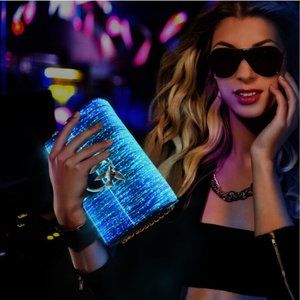 Purse / clutch, Light up Multi color, LED fiber optic. Get Ready for summer.